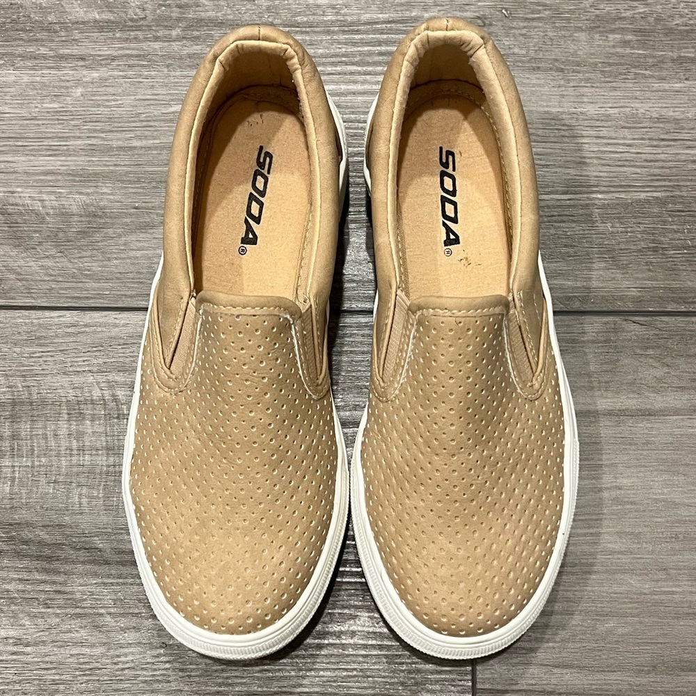 Soda Memory Foam Tan Slip-On Shoes